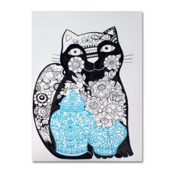 Oxana Ziaka 'Black Cat 1' Canvas Art, 24x32, Trademark Fine Art, Mfr#: ALI11579-C2432GG